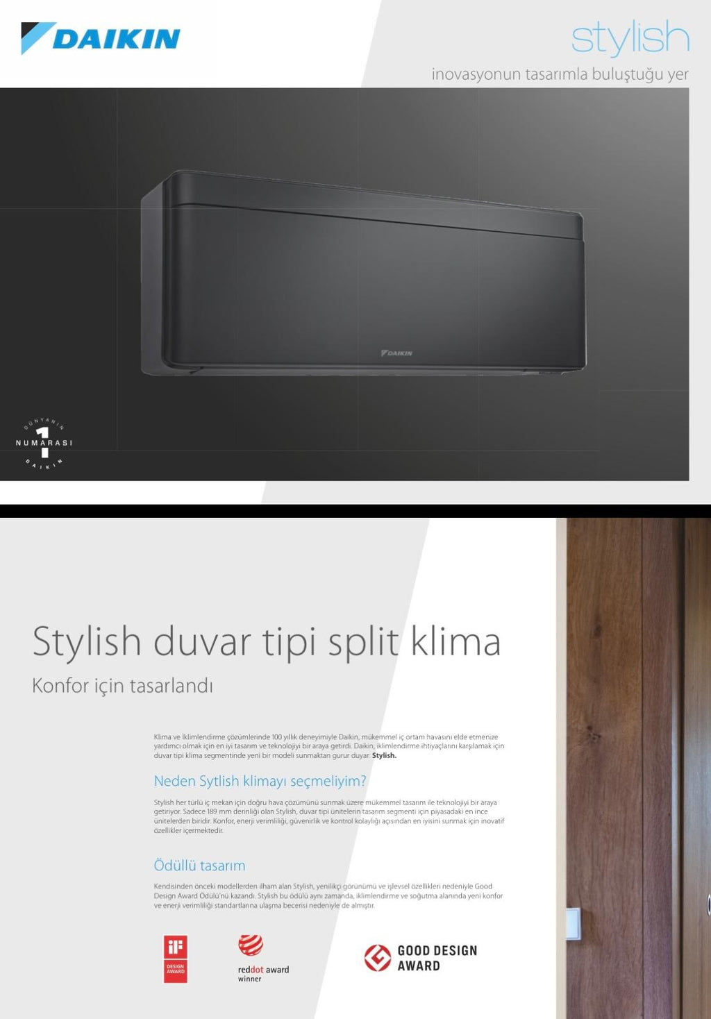 DAİKİN Klima | Stylish (Siyah) 12000 BTU/H (10 YIL TAM GARANTİ)